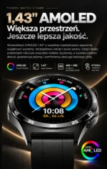TickOn Watch 3 Care z wyświetlaczem AMOLED 1,43 cala, większą przestrzenią i lepszą jakością.
